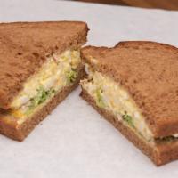 Egg Salad · House-made egg salad, mayo, mustard, lettuce, tomato, red onion on whole wheat bread. Add av...