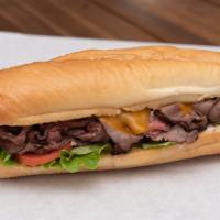 Hot Roast Beef & Cheddar · Over 1/4lb. of steaming hot roast beef, melted sharp cheddar cheese, spicy horseradish,  may...
