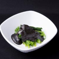 Goma Spinach · Boiled spinach with black sesame sauce.