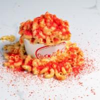 Mac & Cheese · Macaroni with our house-made 6 cheese blend, topped with Cheeto flakes
