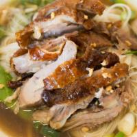 Duck Noodle Soup · Roasted duck, baby bok choy, bean sprout.