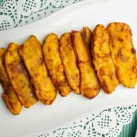 Banana Bajji · Sliced ripe plantains deep fried in rice flour batter.