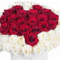 My Heart Is Yours Box · A beautiful rose box made with 50 red and white roses in shape of heart. A very unique desig...