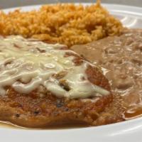 Chile Relleno · 1 chile relleno with side of rice and beans. 3 corn tortillas