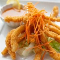 Fried Calamari · Deep fried calamari, served with sweet chili sauce.