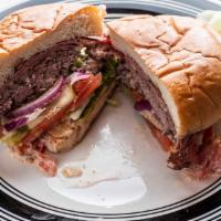  Hefty Burger (Regular) · Swiss cheese, Pastrami, lettuce, tomato, pickle, red onions, Hefty spread.