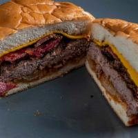 #5. Western Bacon (Combo) · With fries and drink. BEEF bacon American cheese, onion rings, BBQ sauce, Hefty spread.