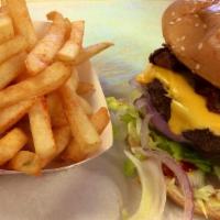 #4. Bacon Cheese (Combo) · With fries and drink. Crispy bacon American cheese, lettuce, tomato, red onions, pickle, Hef...
