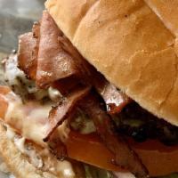 #1. Hefty Burger (Combo) · With fries and drink. Swiss cheese, Pastrami, lettuce, tomato, pickle, red onions, Hefty spr...