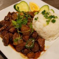 Shaken Beef · Vietnamese home-made style shaken beef with rice
