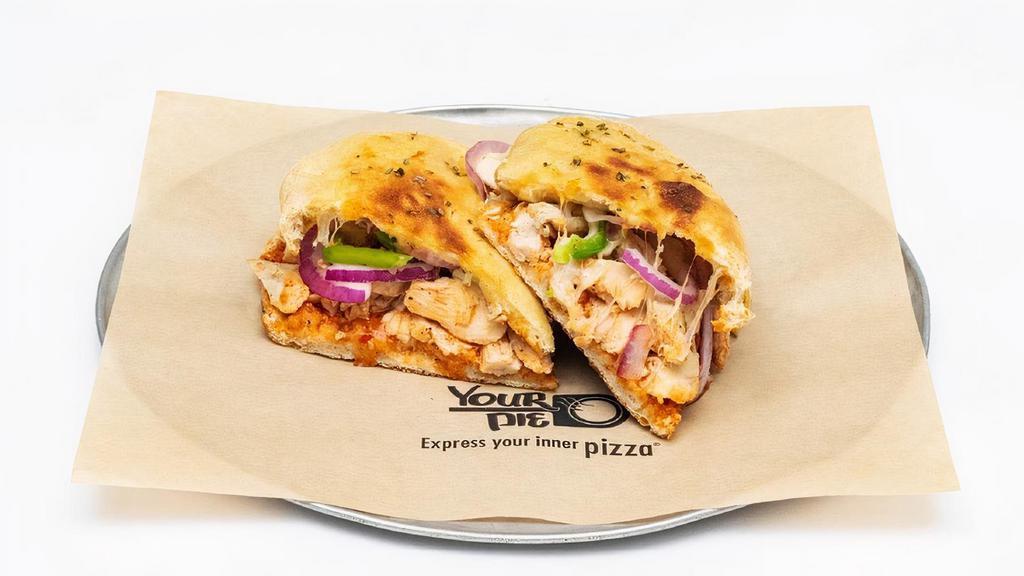 Buffalo Chicken · The Buffalo Chicken: House-made buffalo sauce with red onions, fresh jalapenos and grilled chicken, topped with sliced provolone. Includes your choice of ranch or bleu cheese on the side..