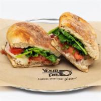 Chicken Bacon Club · The Chicken Bacon Club: House-made ranch with spinach, roma tomatoes, grilled chicken and ba...
