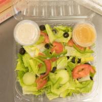 House Salad · Hearts of romaine, tomato, bell peppers, green onion, choice of dressing