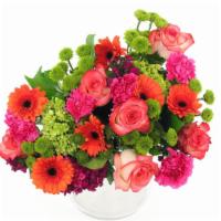 Gaslamp Bouquet Large · This bouquet features an assortment of bright and cheery flowers, wrapped in brown butcher p...