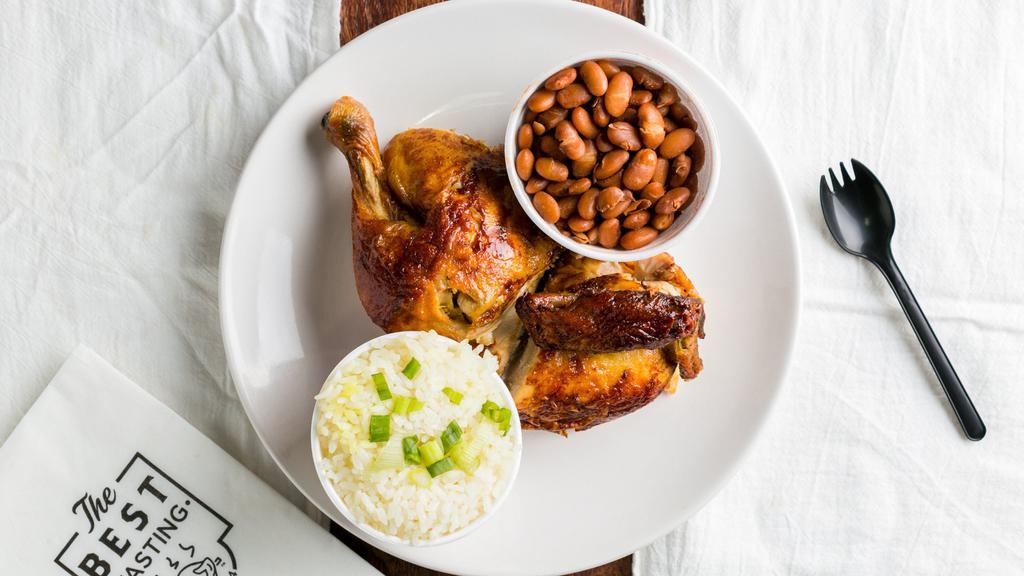Half Chicken Meal · Served with salsa and tortillas. Chicken breast, wing, thigh, and leg.