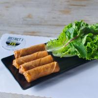 Eggrolls (4 Pieces) · Seasoned ground pork, carrots, jicama and taro wrapped and fried in an egg roll shell. Serve...