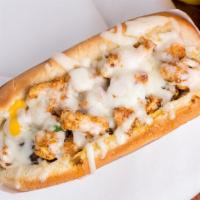 Chicken G · A chicken sausage with pan-seared chicken breast and giardiniera peppers, topped with mozzar...