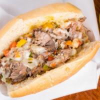 Spicy Patrick · An Italian sausage with grilled giardiniera peppers, onions, and bell peppers topped with It...