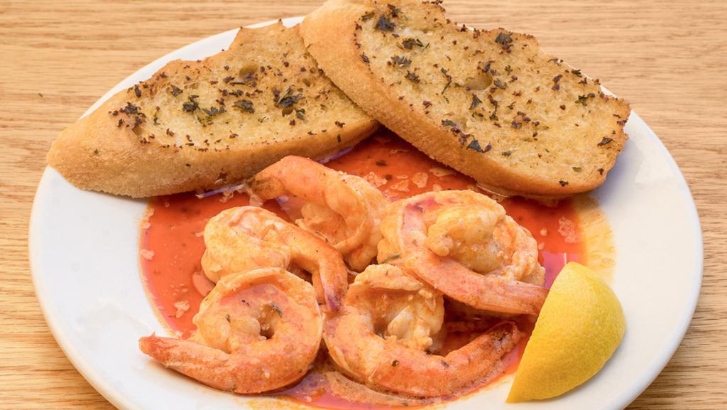 Hot And Spicy Shrimp · A half dozen jumbo shrimp sauteed in our Louisiana pepper butter. Served with toasted baguette slices.