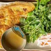  Banh Xeo · Vietnamese  rice crepe with bean sprout pork and shrimp.