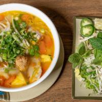 Bun Cha Ca · assorted fishcake and yellowtail fish over vermicelli in special broth