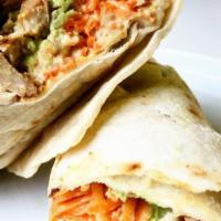 Chicken Burrito · Served with chicken beans mexican rice onion cilantro and red salsa.