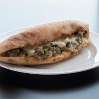 Philly Cheesesteak · Mozzarella, Bell Peppers, Mushrooms, Onions.