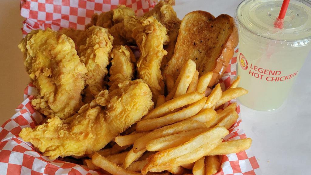 (C#6) 8 Pc Tenders Combo (W/ 2 Flavors!) · 8 PC Jumbo Tenders w/ 2 Flavor Choices (for 4 PC Each) + Fries + 2 PC Garlic Toasts + Drink + 1 Dip Choice
