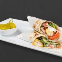Chicken Kebab Wrap · Grilled chicken breast with tomatoes, lettuce, and sauce. Wrapped in lavash bread. Served wi...