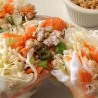 Fresh Chicken Roll · Stuffed with ground chicken and ground peanut, fresh vegetables served with sweet and sour s...