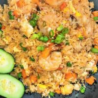 Shrimp Fried Rice · Thai fisherman fried rice with shrimp, egg, pea and carrots.