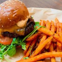 The Burger · Organic grass-fed beef burger or our house made veggie burger with Dubliner Cheddar cheese o...
