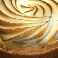 Lemon Meringue Tart · Sweet dough tart shell filled with Lemon Curd
topped with fresh burnt meringue