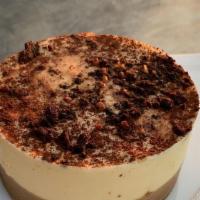 Tiramisu (Full Cake) · Thin Layers of Sponge Cake, soaked with coffee syrup followed by mascarpone mousse cream, fi...