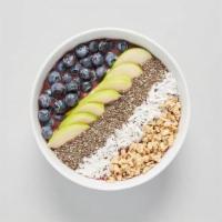 Coconut Chia Acai Bowl (Antioxidants) · Base - acai blended with mango, pineapple, banana, and coconut water. Toppings - apple, blue...