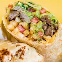 California Burrito** · Grilled steak with crispy french fries, guacamole, Mexican cheese blend and salsa fresca