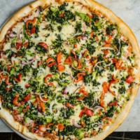 Veggie Pizza · Mushroom, green pepper, onion, black olive, tomato, veggie seasoning.