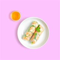 Shrimp Spring Rolls · Shrimp and fresh vegetables wrapped in rice paper and served with a fresh peanut sauce