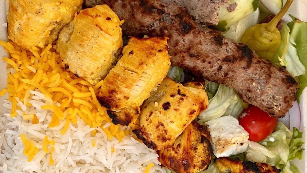 Chicken Breast Kabob · Tender and juicy. Large chunks of chicken breast seasoned with our Mediterranean spices and cooked over an open fire.