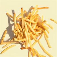 French Fries (Gf) · Salt-brined and skin-on shoestring private reserve potatoes cooked in 100% Pure Rice Bran Oil