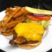 Cajun Chicken Sandwich · Grilled chicken breast with Cajun seasoning, topped with American cheese, mayonnaise, and se...