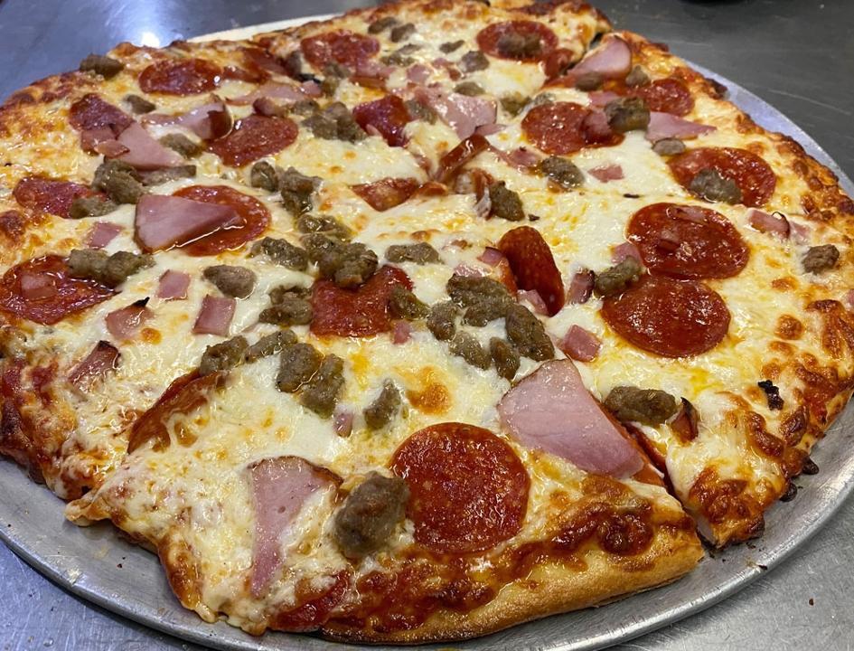 Meat Lovers Pizza · Pepperoni, sausage, ham, Canadian bacon, ground beef and cheese.