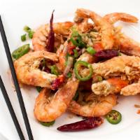 Salt Baked Shrimps 椒盐虾 · Hot & spicy.