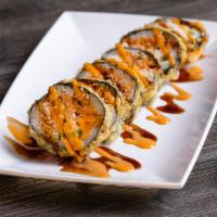 Blue Fire Cracker (6 Pcs) · IN: spicy tuna, spicy imitation crab, cream cheese, jalapeño
deep fried