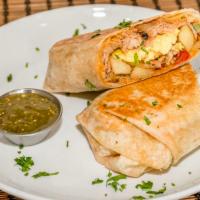 Breakfast Burrito · Carnitas, hash browns, eggs, and Cheddar cheese. Consuming raw food or undercooked meats, po...