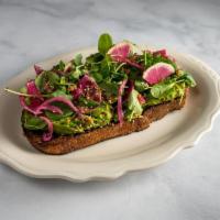 Avocado Toast · watermelon radish, pickled onion, flax, sesame