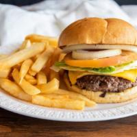 Cheese Burger · Fresh lettuce, tomato, onion, pickles, American cheese