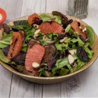 Figs & Almonds · Mixed greens, figs, almond chips and balsamic vinegar and grapefruit