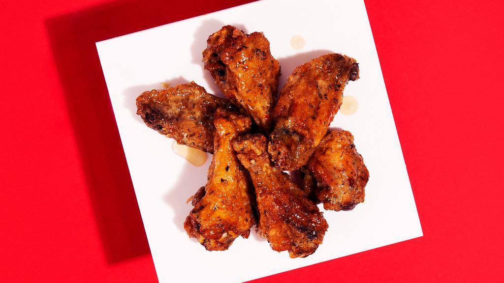 6 Chicken Wings · Crispy and juicy chicken wings with your choice of sauce!