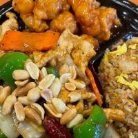 Kung Pao Chicken Comb · Kung Pao Chicken with fried rice, noodle, sweet & sour chicken.